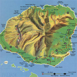 карта острова Кауаи - Гаваи